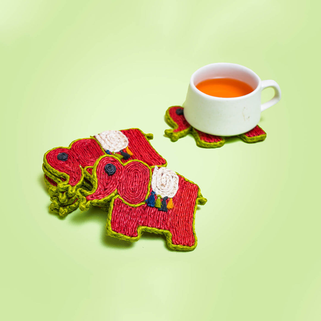 Jute Elephant Coaster | Set of 6