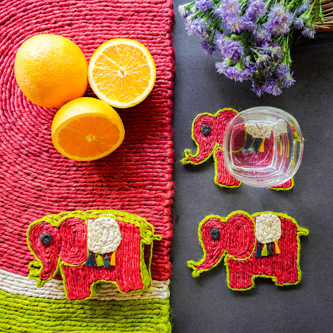 Jute Elephant Coaster | Set of 6