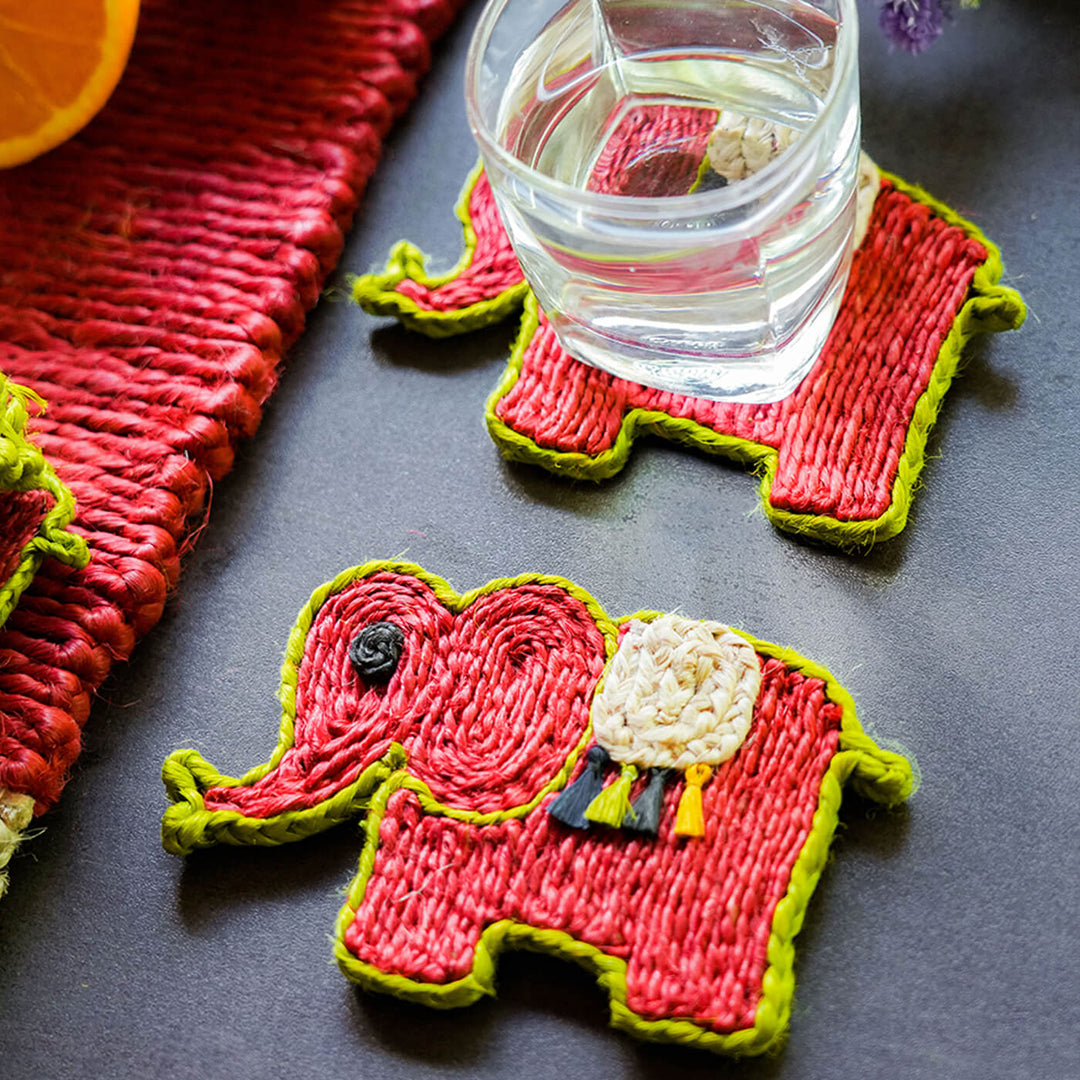 Jute Elephant Coaster | Set of 6