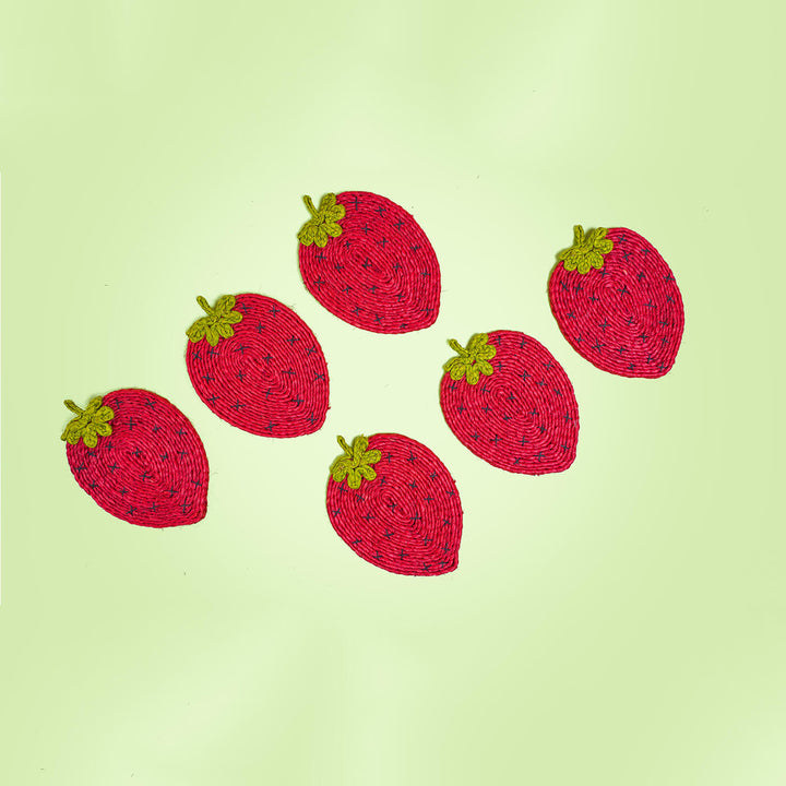 Jute Strawberry Coaster | Set of 6