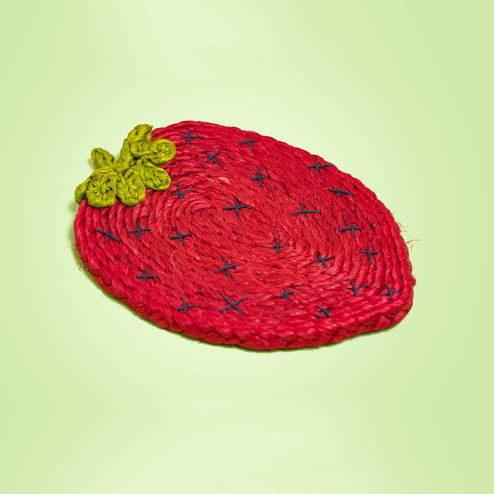 Jute Strawberry Coaster | Set of 6