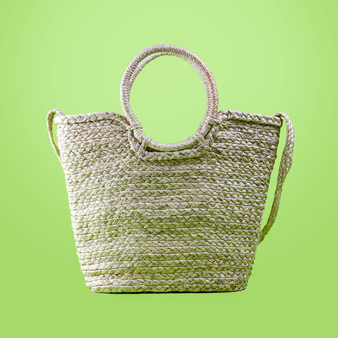 Handwoven Eco-friendly Natural Jute Bag with round handles