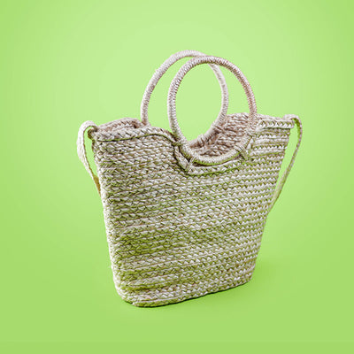 Handwoven Eco-friendly Natural Jute Bag with round handles