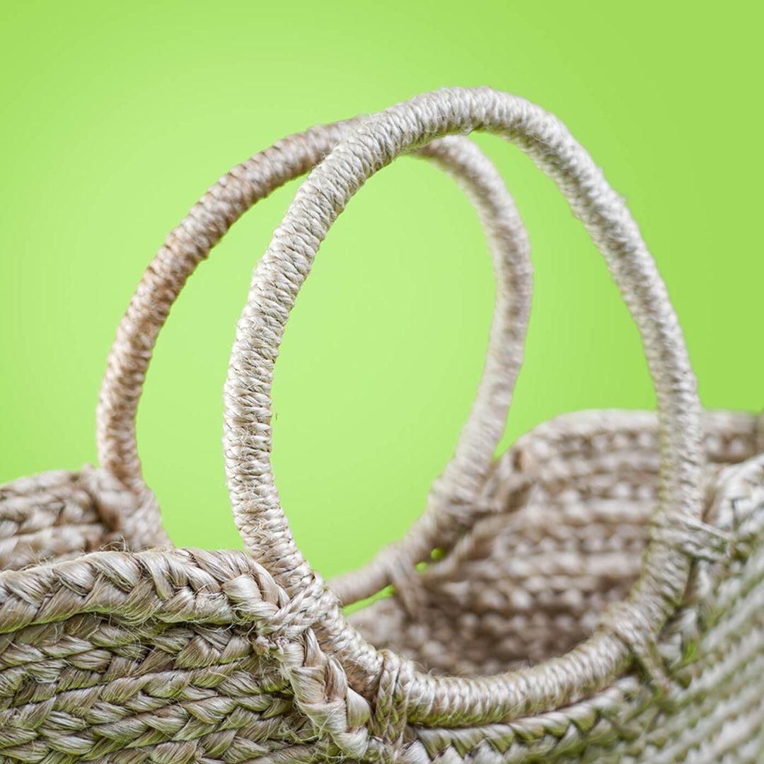 Handwoven Eco-friendly Natural Jute Bag with round handles