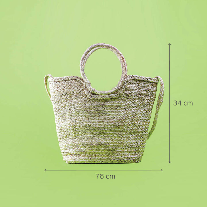 Handwoven Eco-friendly Natural Jute Bag with round handles