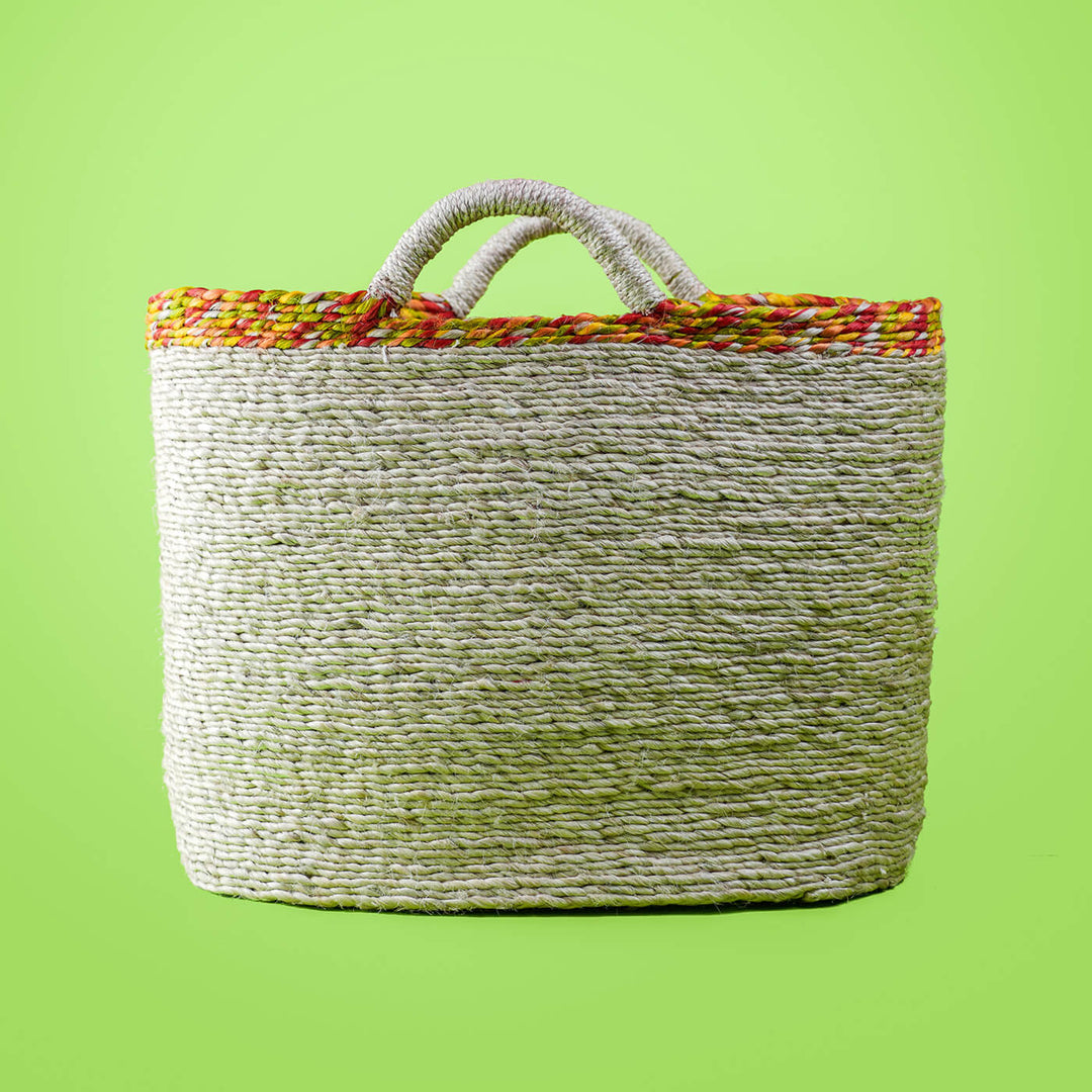 Handwoven Eco-friendly Broad Jute Bag - Natural with coloured border