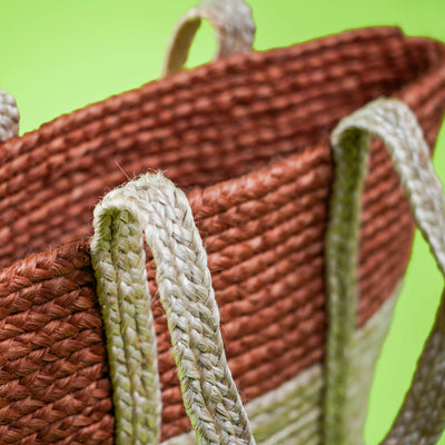 Handwoven Eco-friendly Dual Colour Horizontal Jute Tote Bag