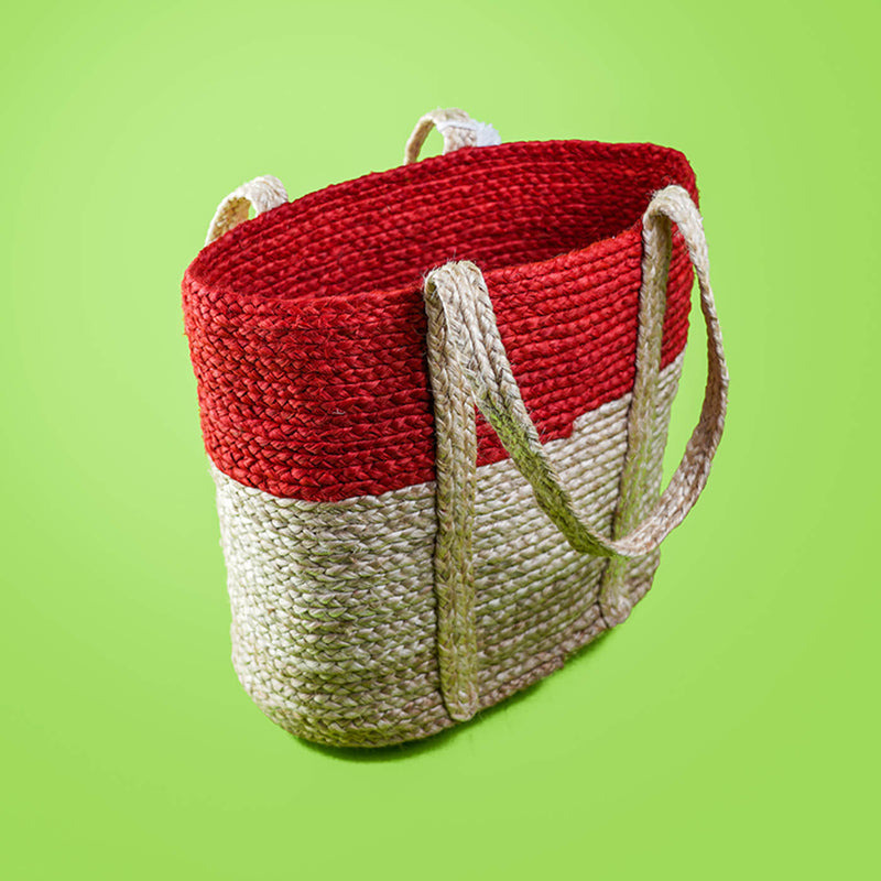Handwoven Eco-friendly Jute Bag - Horizontal Tote with Tassel