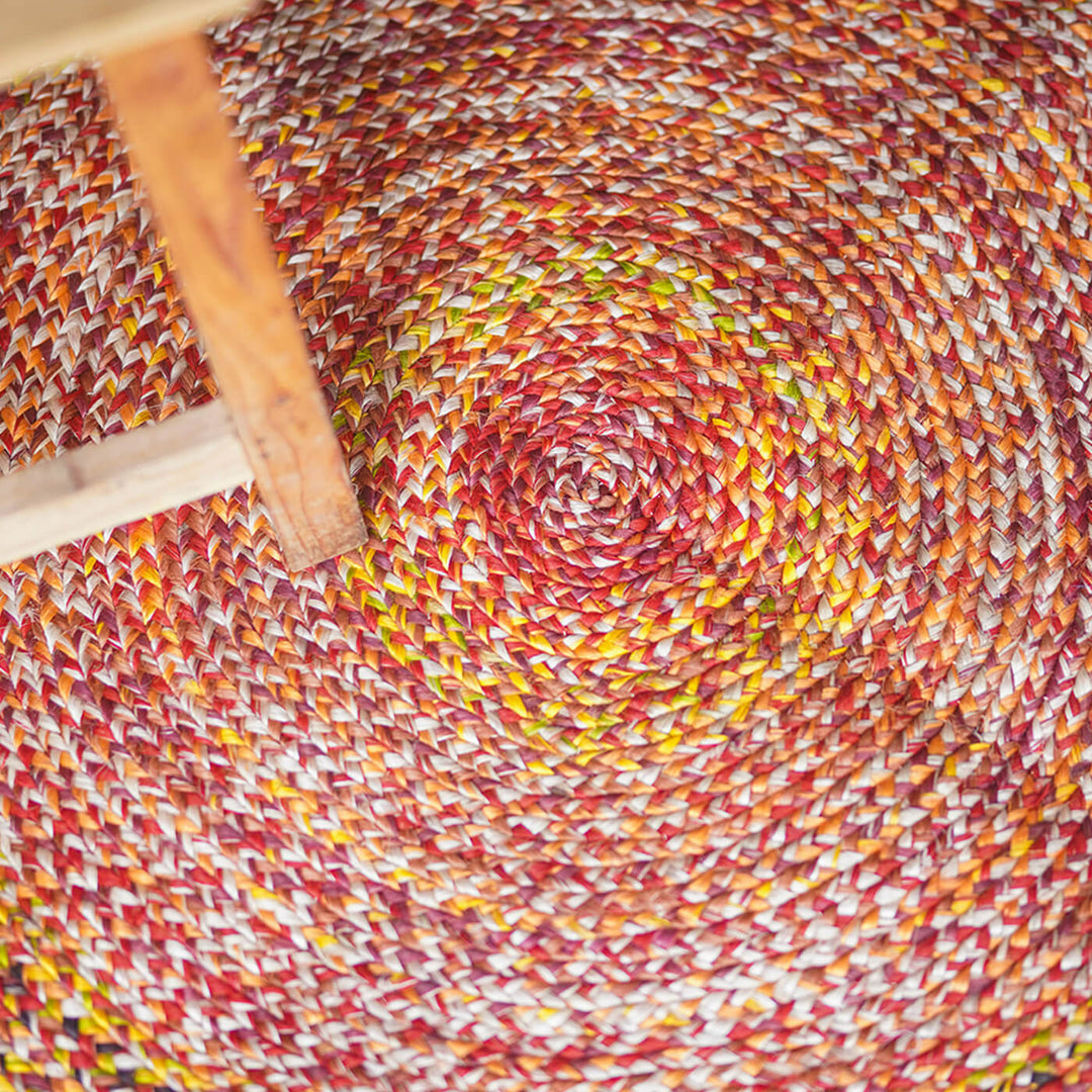 Naturally Dyed Round Jute Carpet - Multicolor