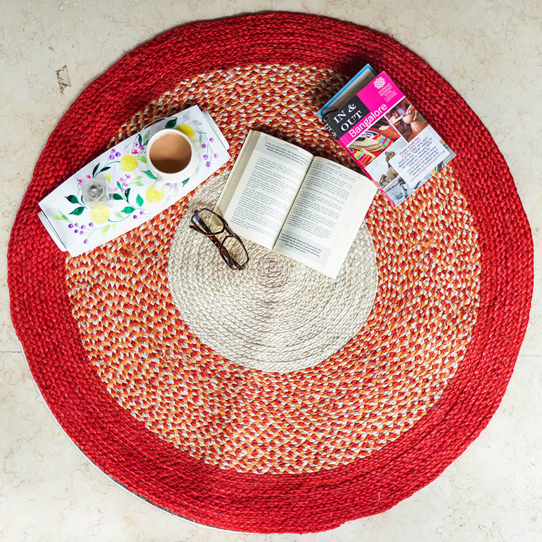 Naturally Dyed Round Jute Carpet