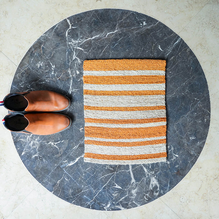 Handwoven Jute Doormat with Verticle Lines