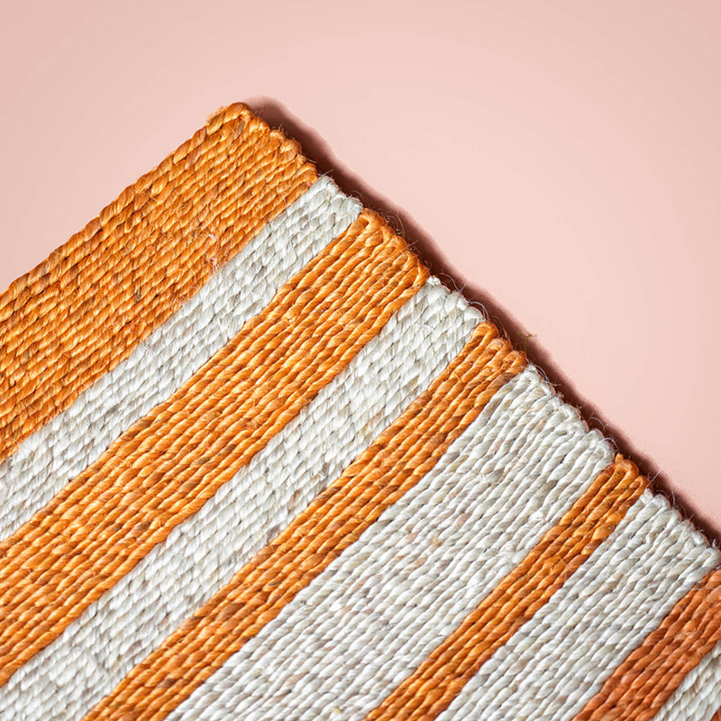 Handwoven Jute Doormat with Verticle Lines