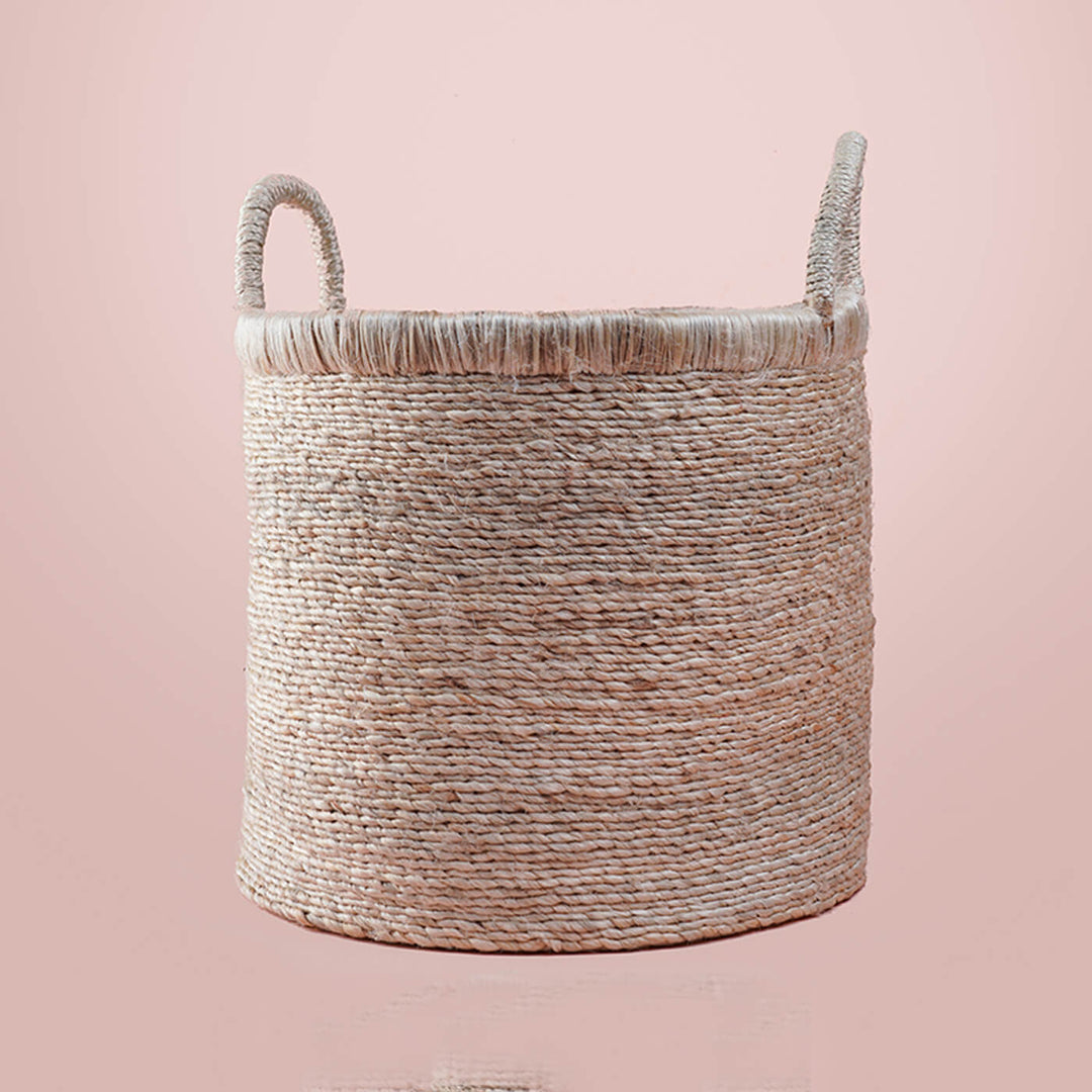 Handcrafted Jute Bin with Double Handle