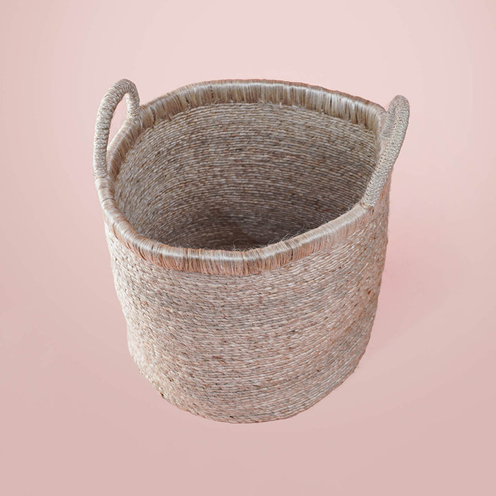 Handcrafted Jute Bin with Double Handle