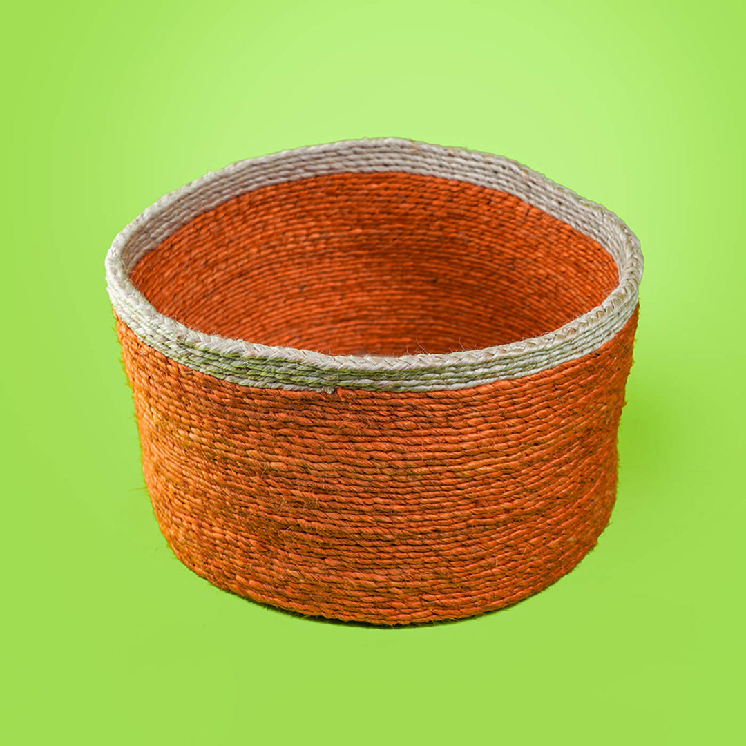 Sturdy Jute Natural Bin with Border