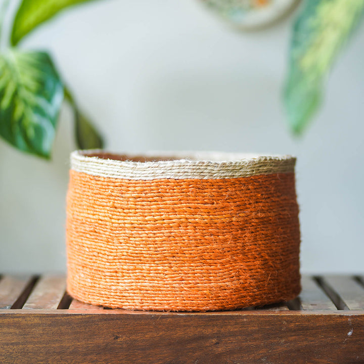 Sturdy Jute Natural Bin with Border