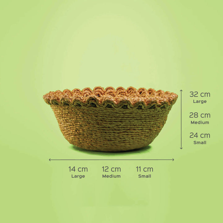 Handwoven Multipurpose Round Jute Basket with Beads