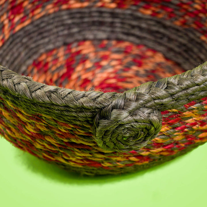 Handwoven Muliticolor Round Jute Basket - Zwende