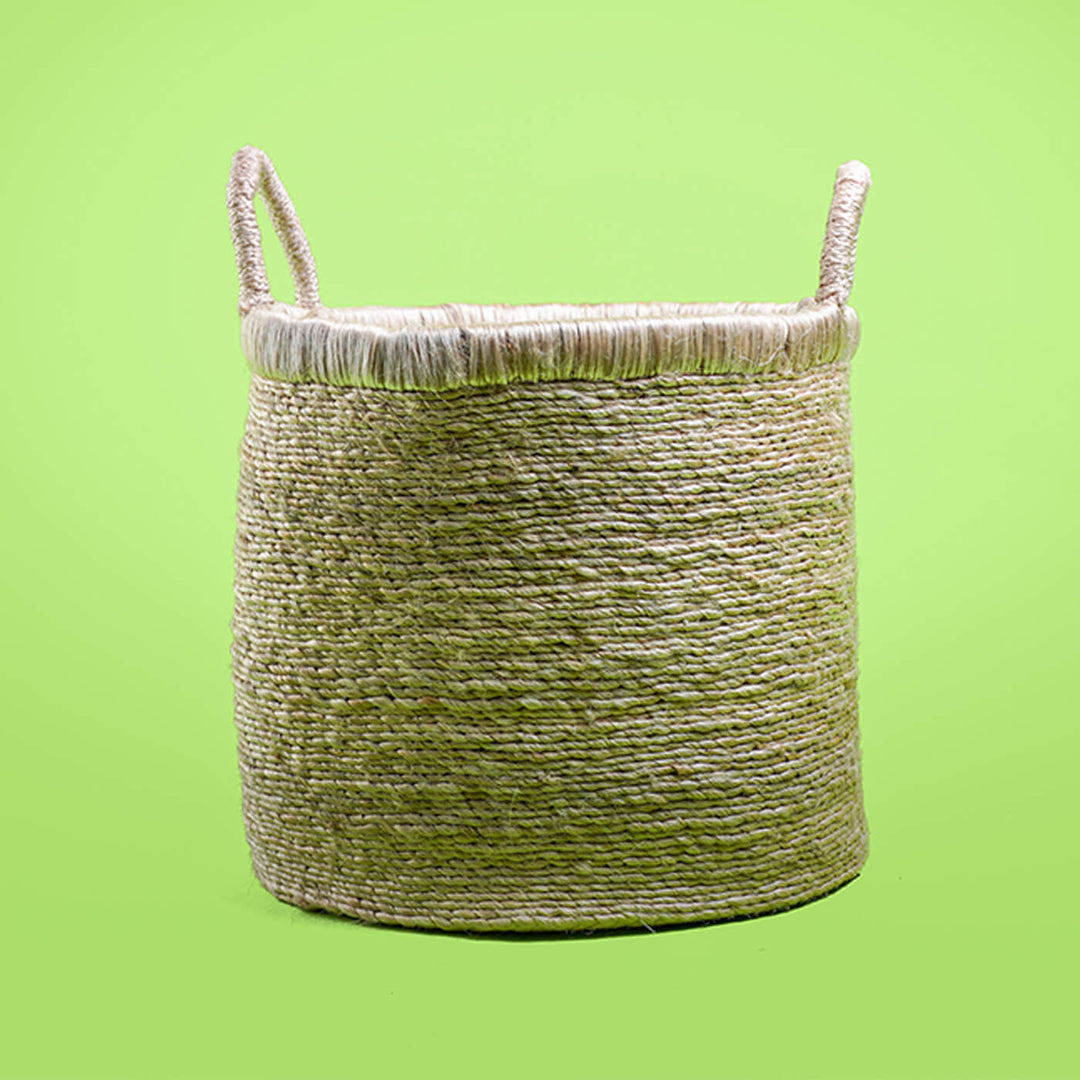 Handcrafted Jute Bin with Double Handle