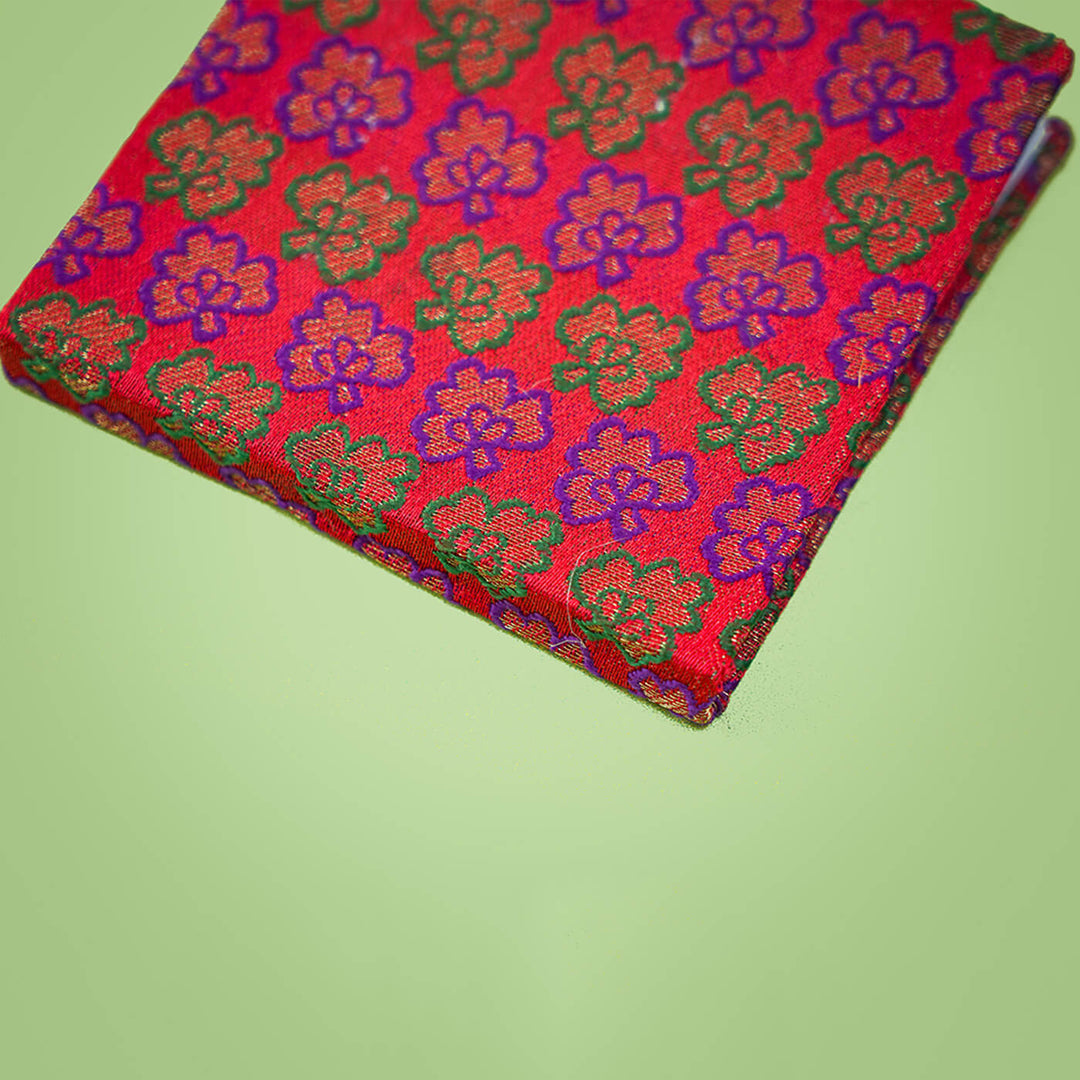 Handmade Red Mini Square Banaras Plain Notebook