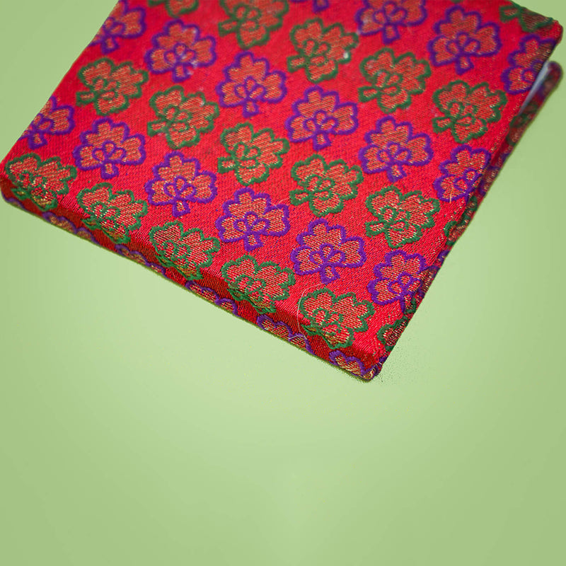 Handmade Red Mini Square Banaras Plain Notebook