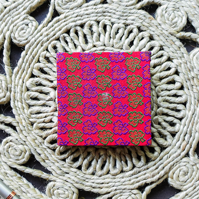 Handmade Red Mini Square Banaras Plain Notebook