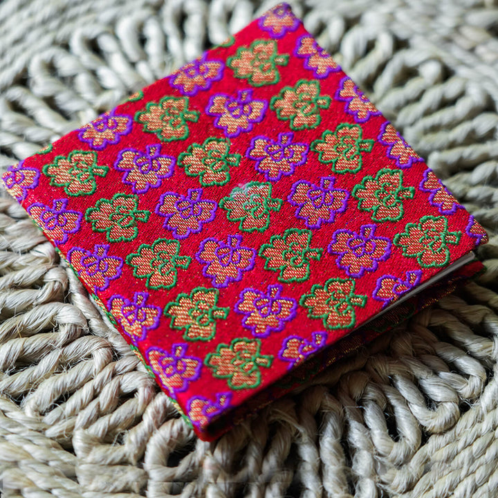 Handmade Red Mini Square Banaras Plain Notebook