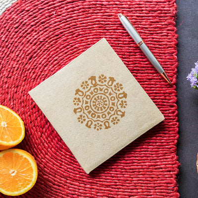 Handmade Beige Block Print Plain Notebook