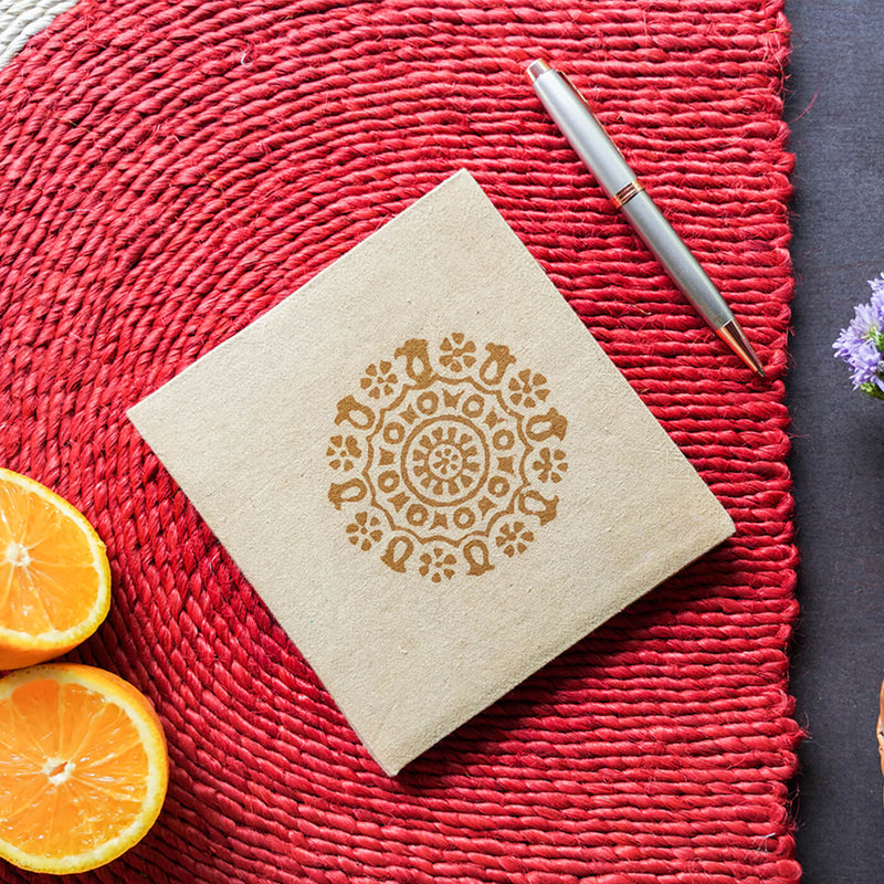 Handmade Beige Block Print Plain Notebook