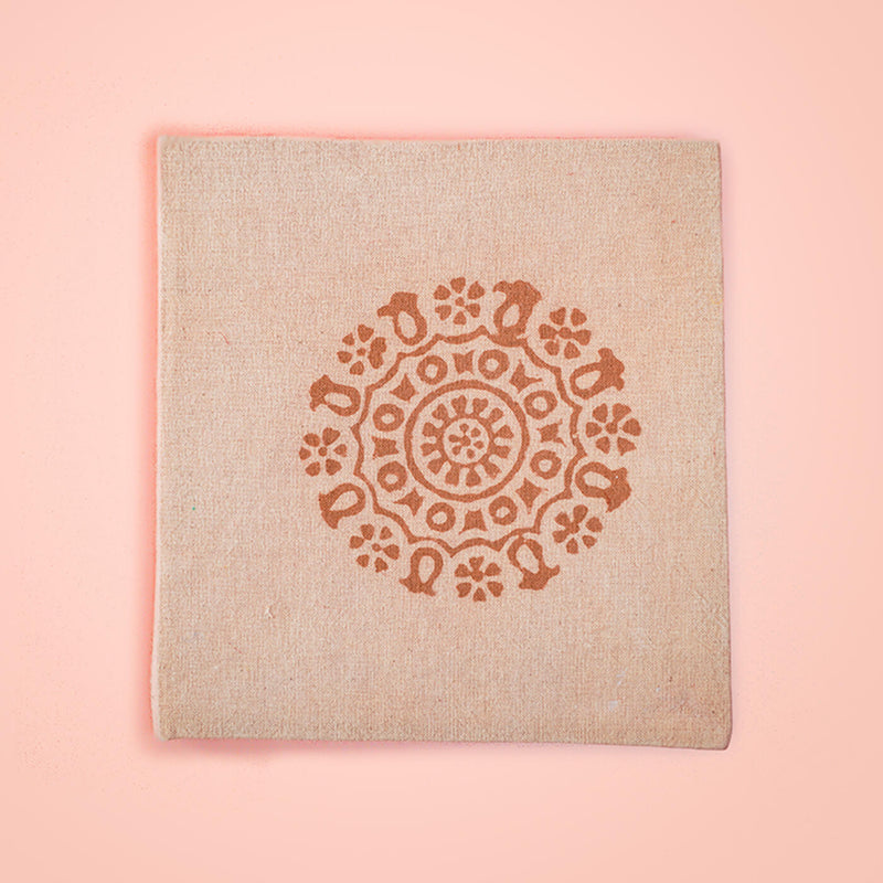 Handmade Beige Block Print Plain Notebook