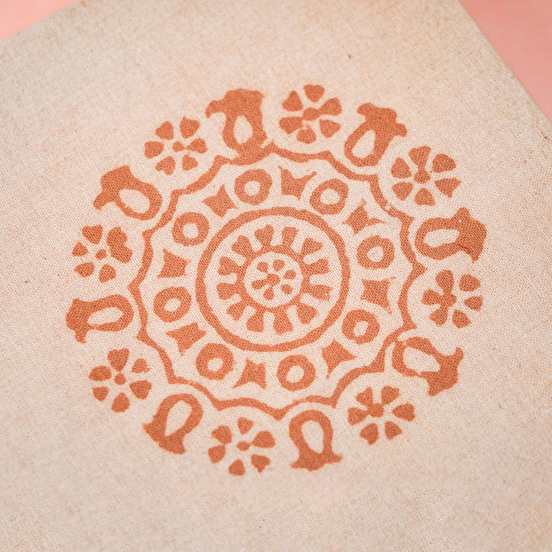 Handmade Beige Block Print Plain Notebook