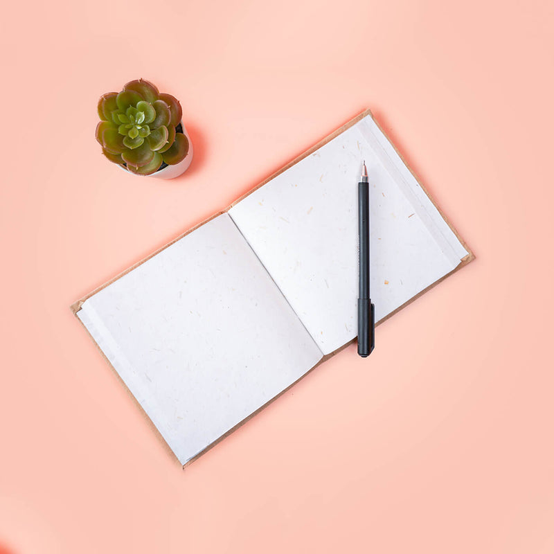 Handmade Beige Block Print Plain Notebook