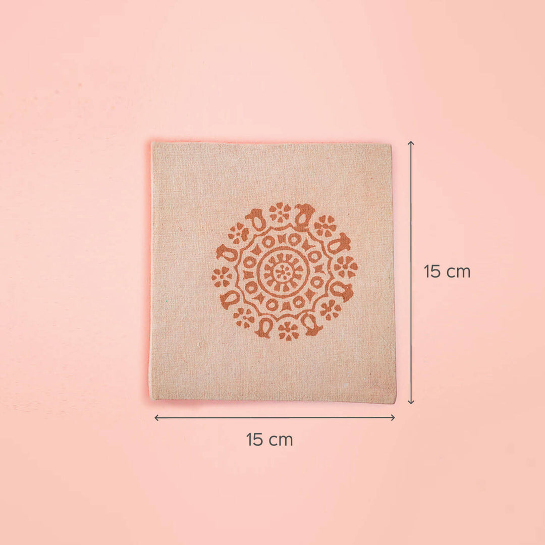 Handmade Beige Block Print Plain Notebook