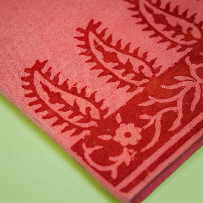 Handmade Red Leaf Block Print Plain Notebook