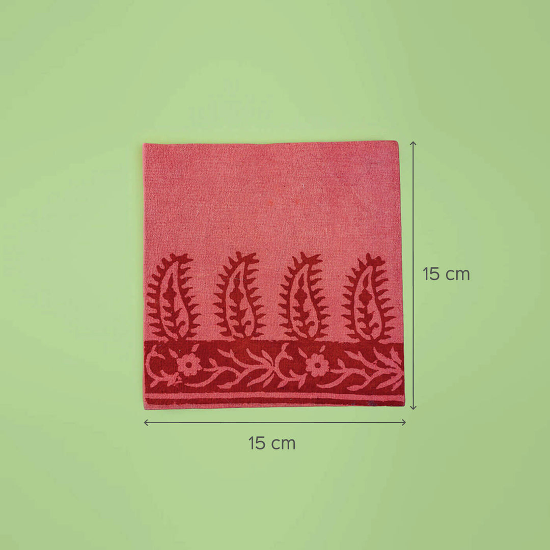Handmade Red Leaf Block Print Plain Notebook