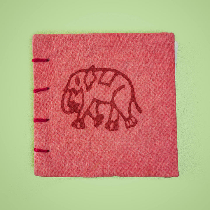 Handmade Red Elephant Mini Square Notebook