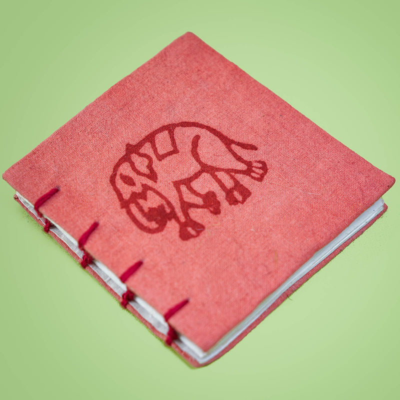 Handmade Red Elephant Mini Square Notebook
