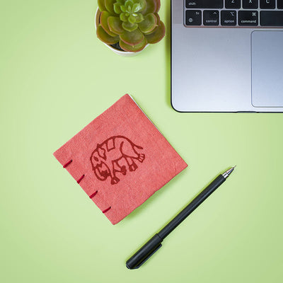 Handmade Red Elephant Mini Square Notebook