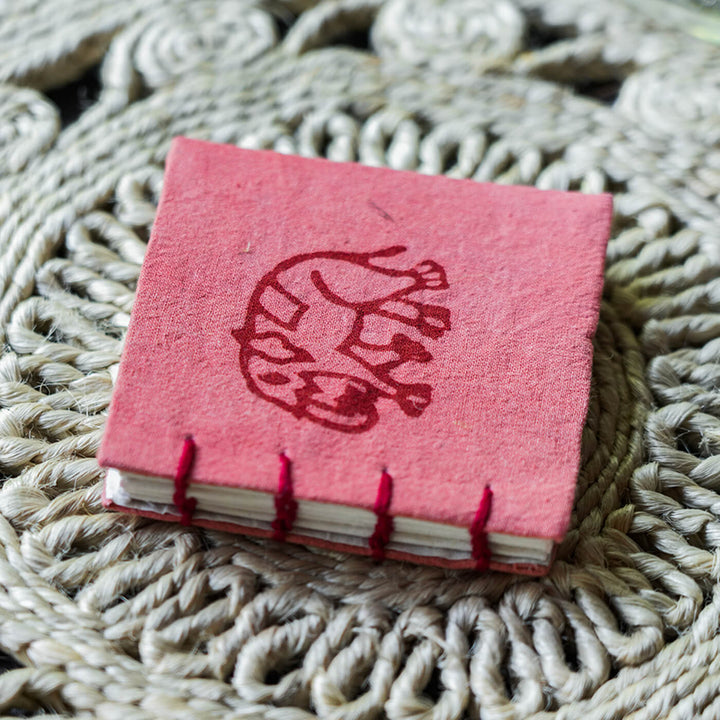 Handmade Red Elephant Mini Square Notebook