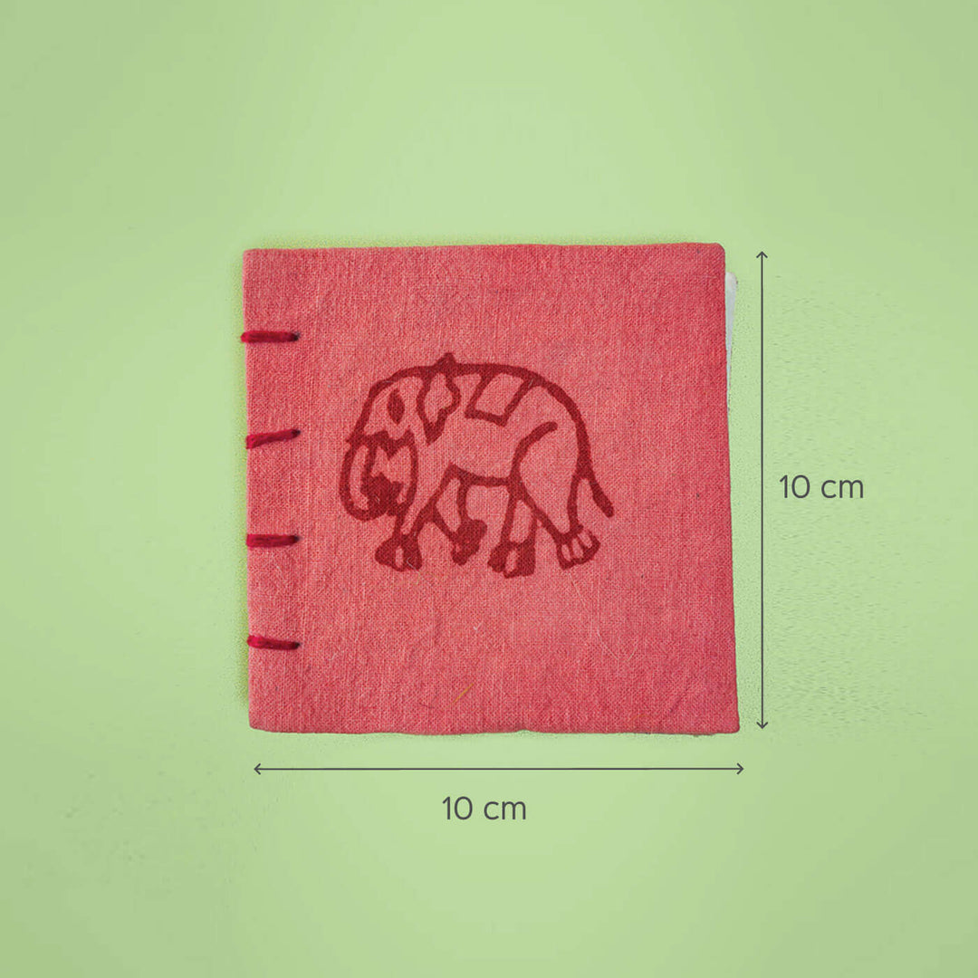 Handmade Red Elephant Mini Square Notebook