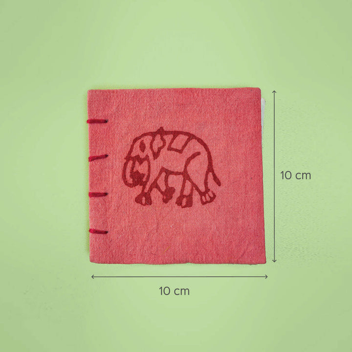 Handmade Red Elephant Mini Square Notebook