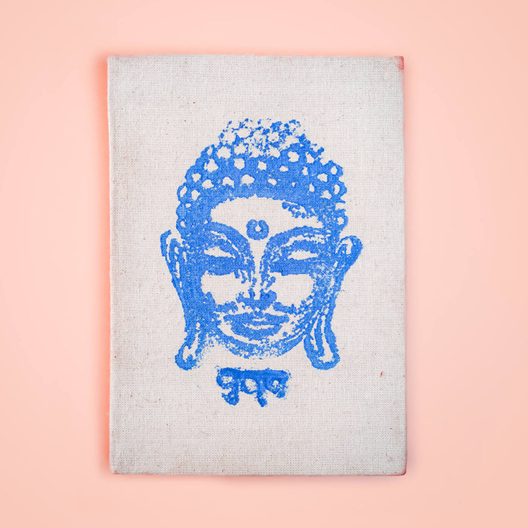 Handmade Blue Buddha Block Print Plain Notebook - Zwende