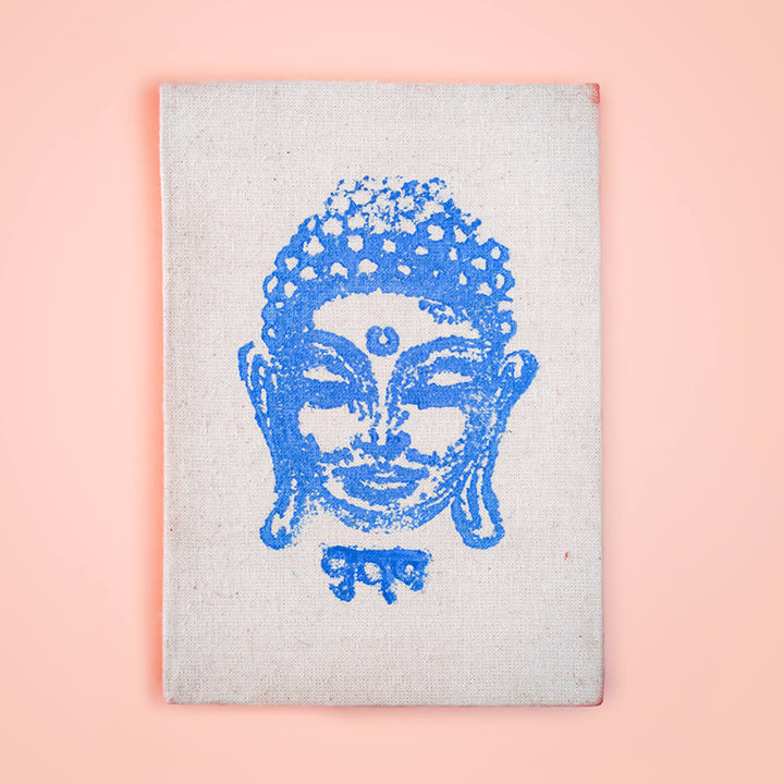 Handmade Blue Buddha Block Print Plain Notebook - Zwende