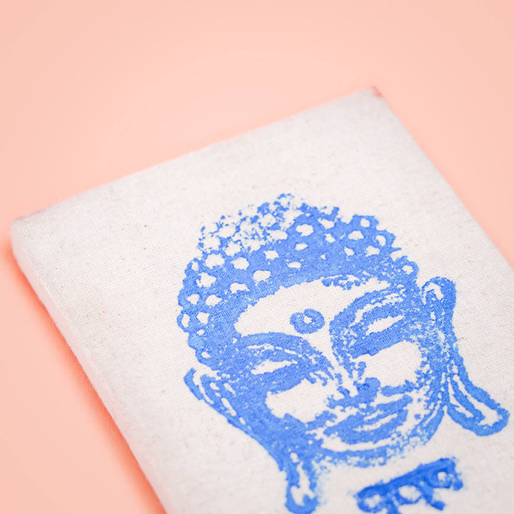 Handmade Blue Buddha Block Print Plain Notebook - Zwende