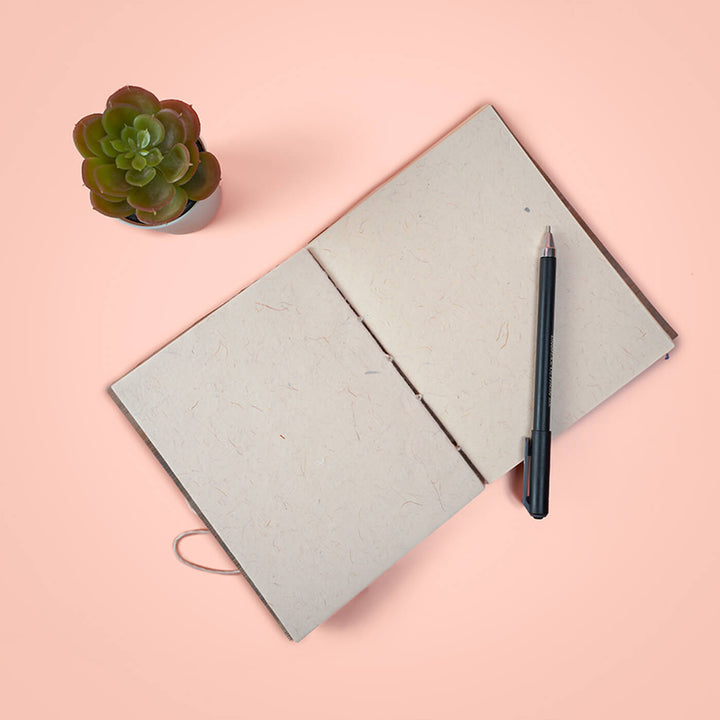 Handmade Blue Buddha Block Print Plain Notebook - Zwende