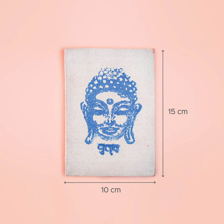 Handmade Blue Buddha Block Print Plain Notebook
