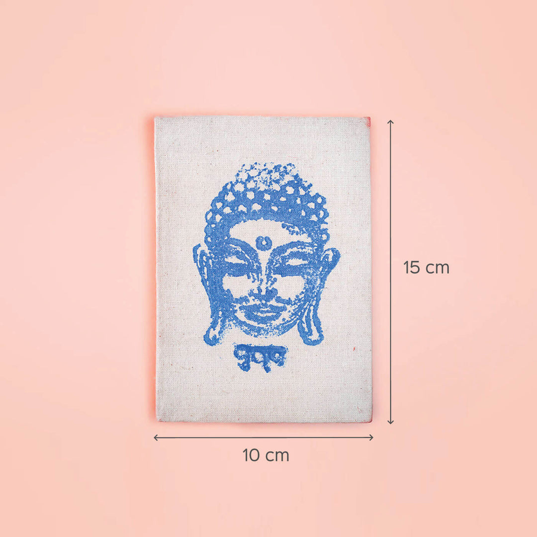 Handmade Blue Buddha Block Print Plain Notebook - Zwende