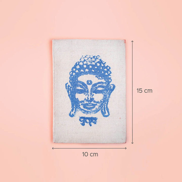 Handmade Blue Buddha Block Print Plain Notebook - Zwende