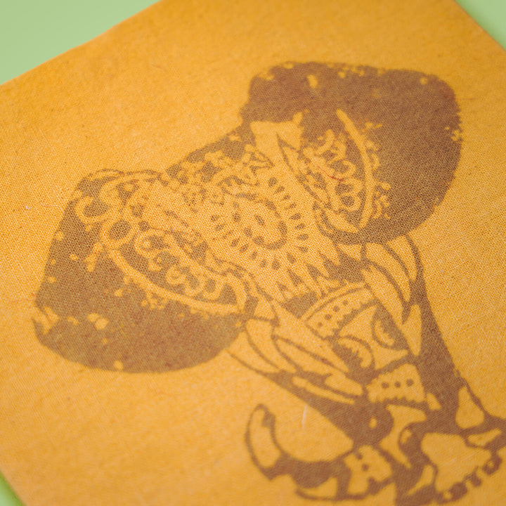 Handmade Yellow Elephant Block Print Plain Notebook