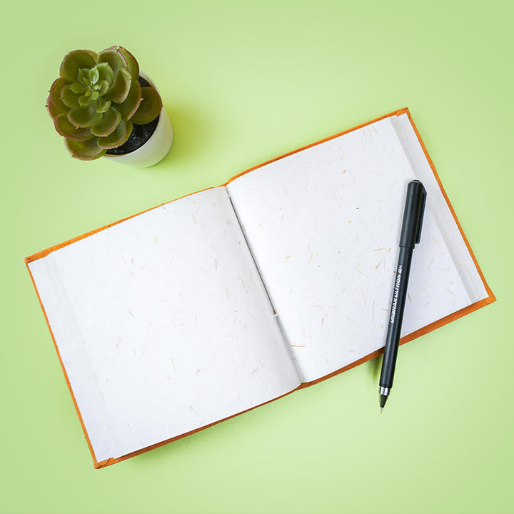 Handmade Yellow Elephant Block Print Plain Notebook